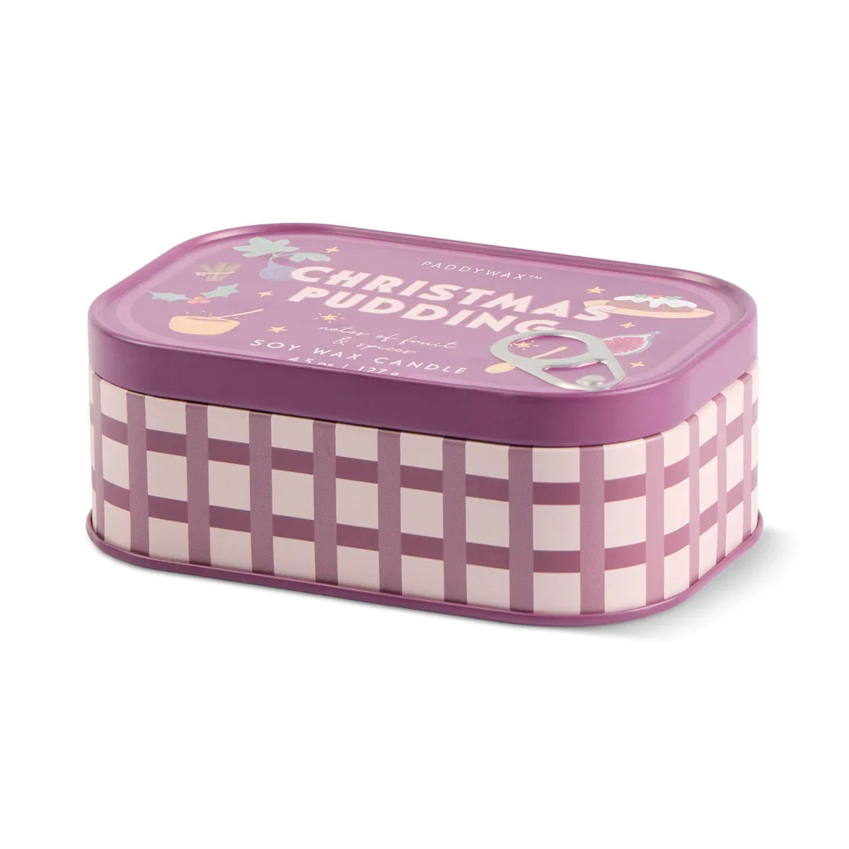Christmas Pudding Bistro Tin Candle - open