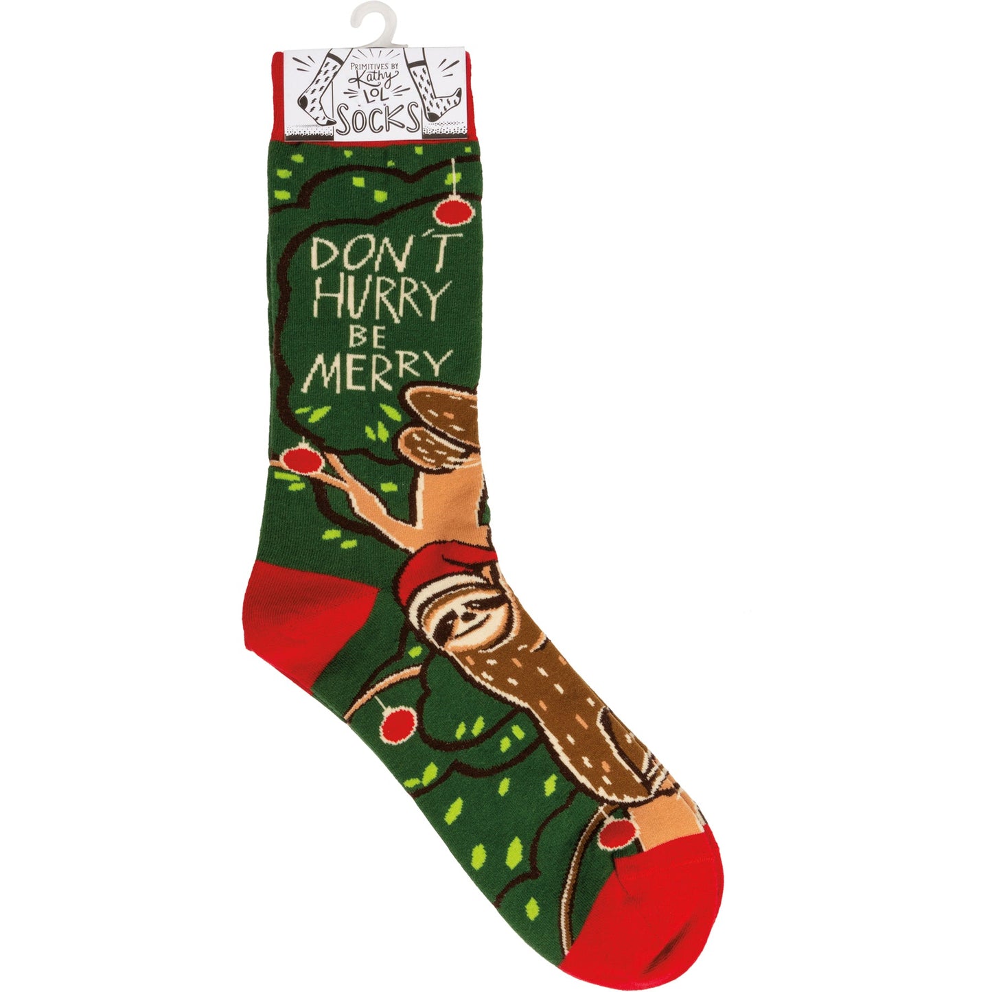 Christmas Sloth Don't Hurry Be Merry Socks | Unisex Funny Holiday Gifts Socks