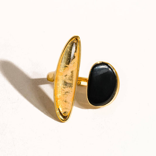 Christophe 18K Gold Vintage Black Agate Stone Ring-Flânerie by MAIQ-The Bullish Store