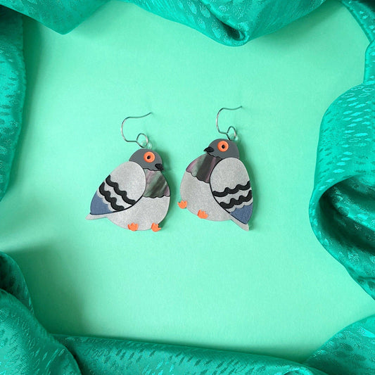 Chunky Pigeon Earrings | Handmade