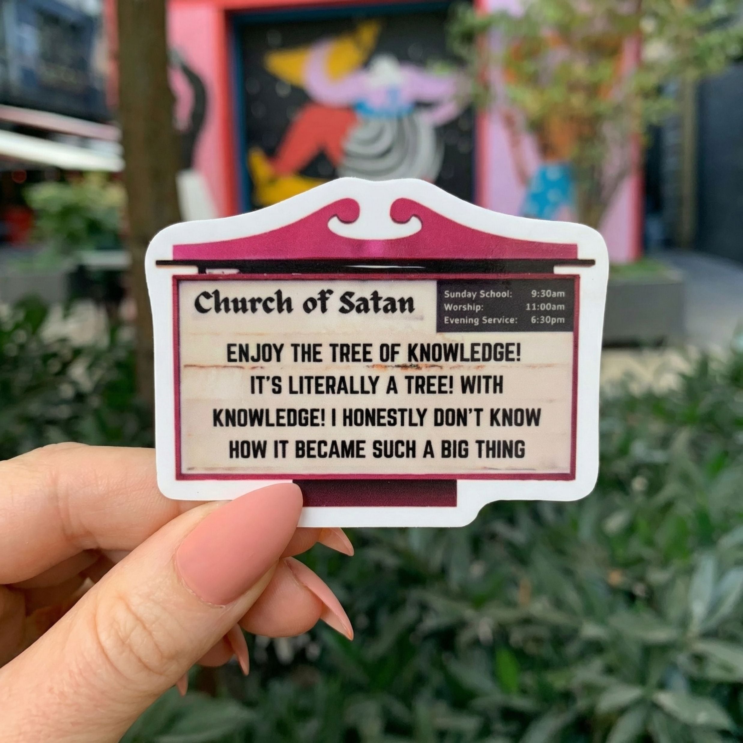 Church of Satan Tree of Knowledge Parody Sticker
