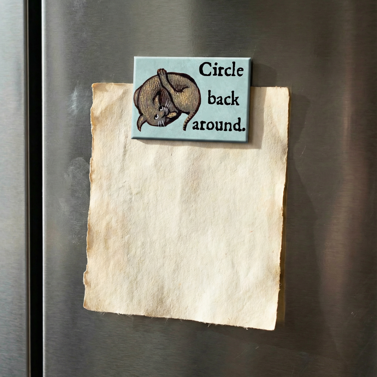 Circle Back Around Medieval Marginalia Refrigerator Magnet | Funny Office Humor Magnet