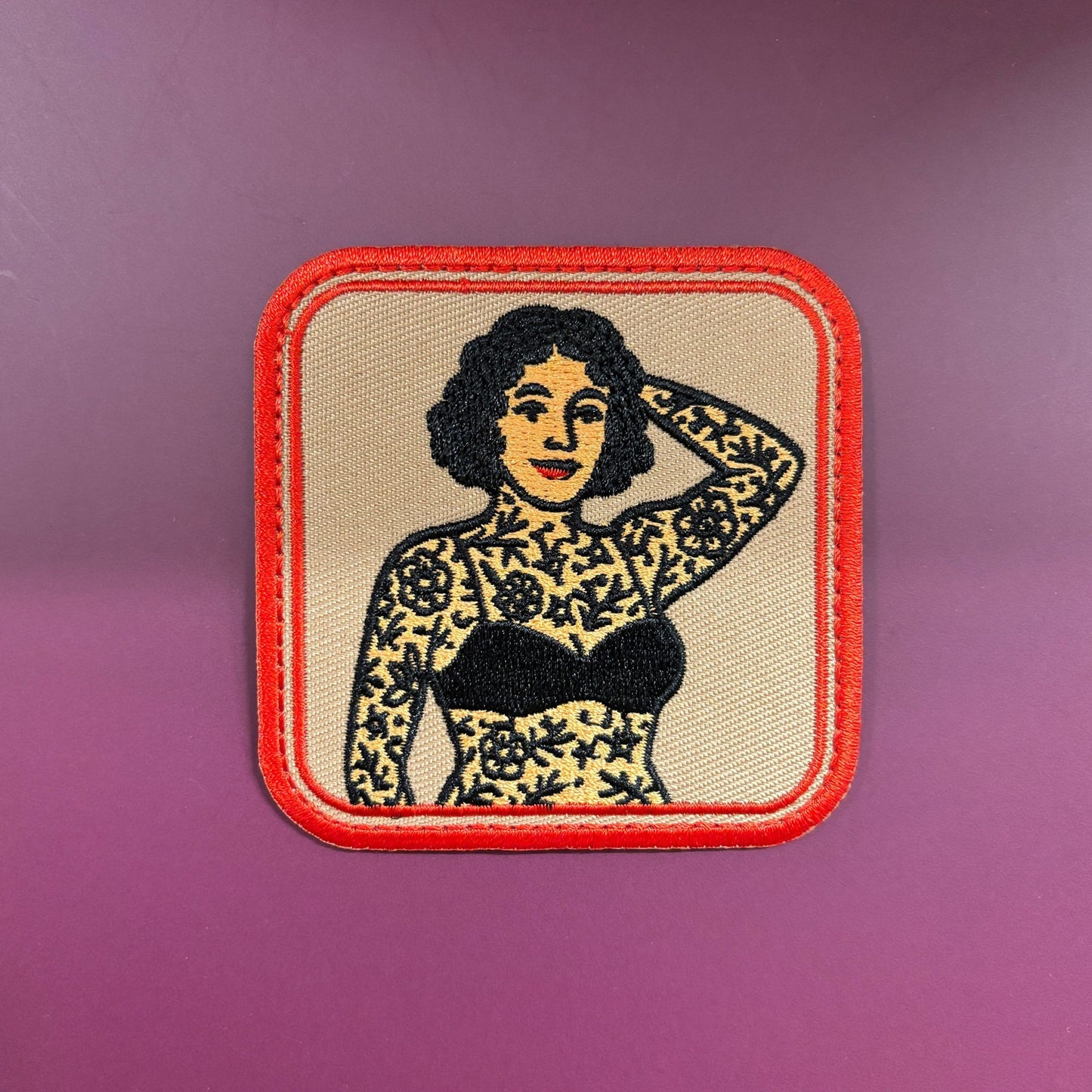 Circus Tattooed Lady Patch | Vintage Inspired Embroidered Iron-On Sideshow Patch