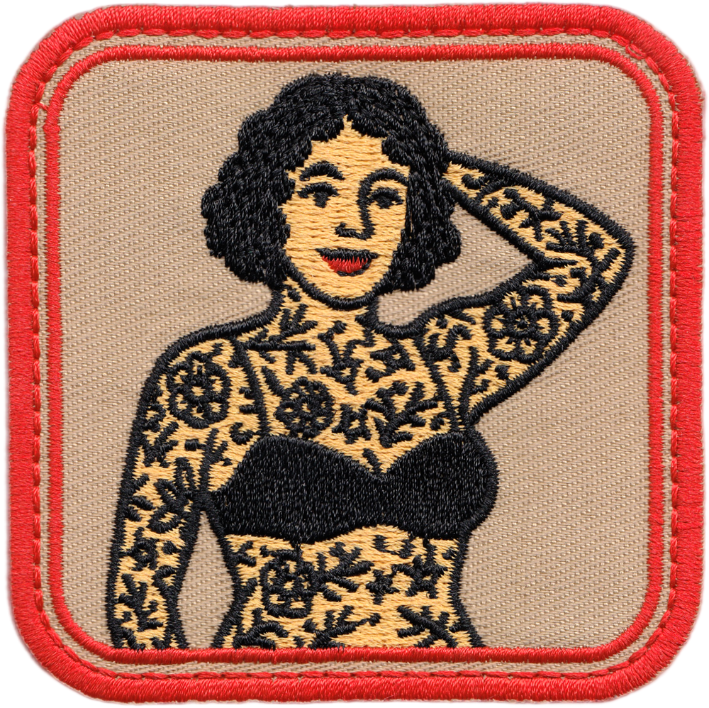 Circus Tattooed Lady Patch | Vintage Inspired Embroidered Iron-On Sideshow Patch