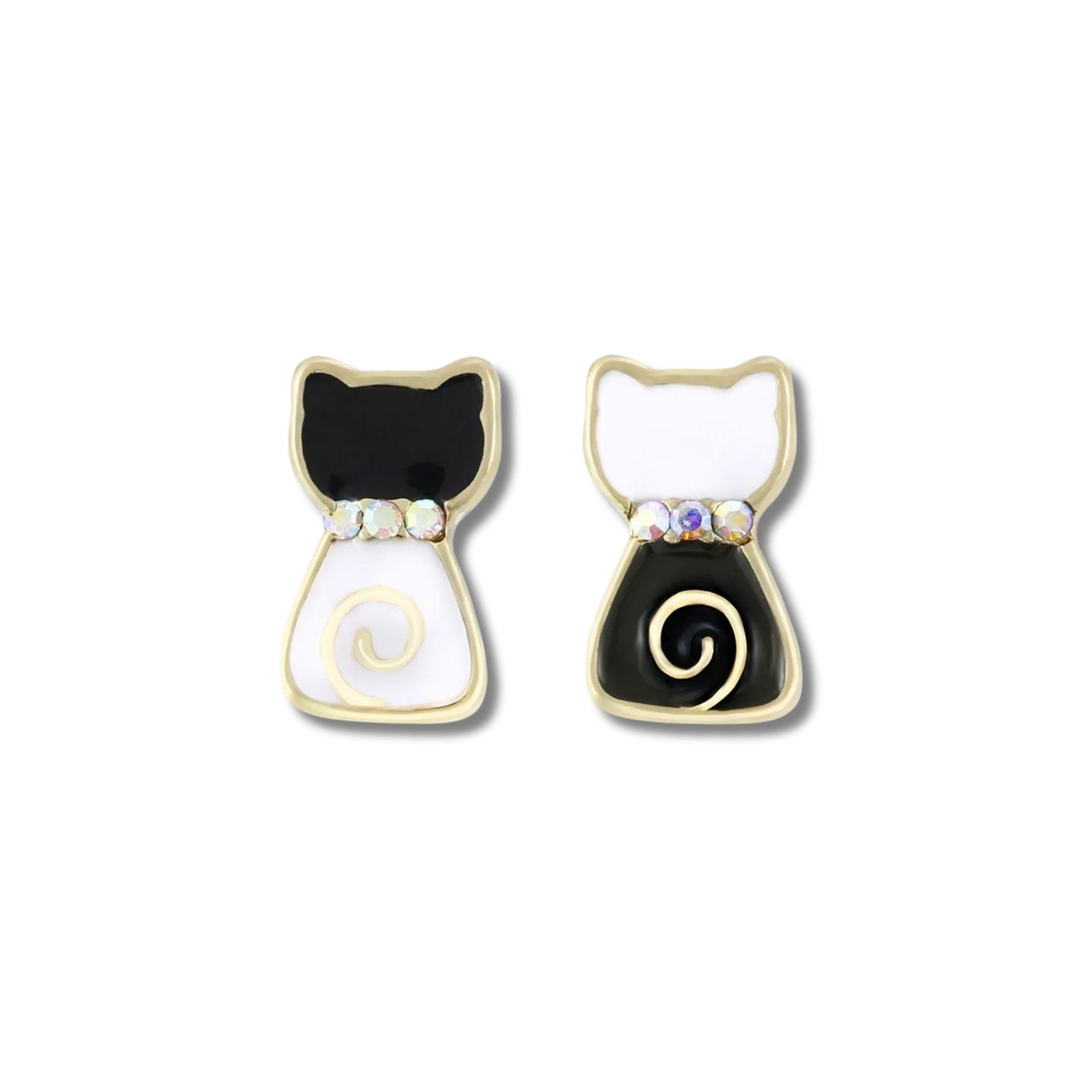 City Kitties Black and White Mini Cat Stud Earrings