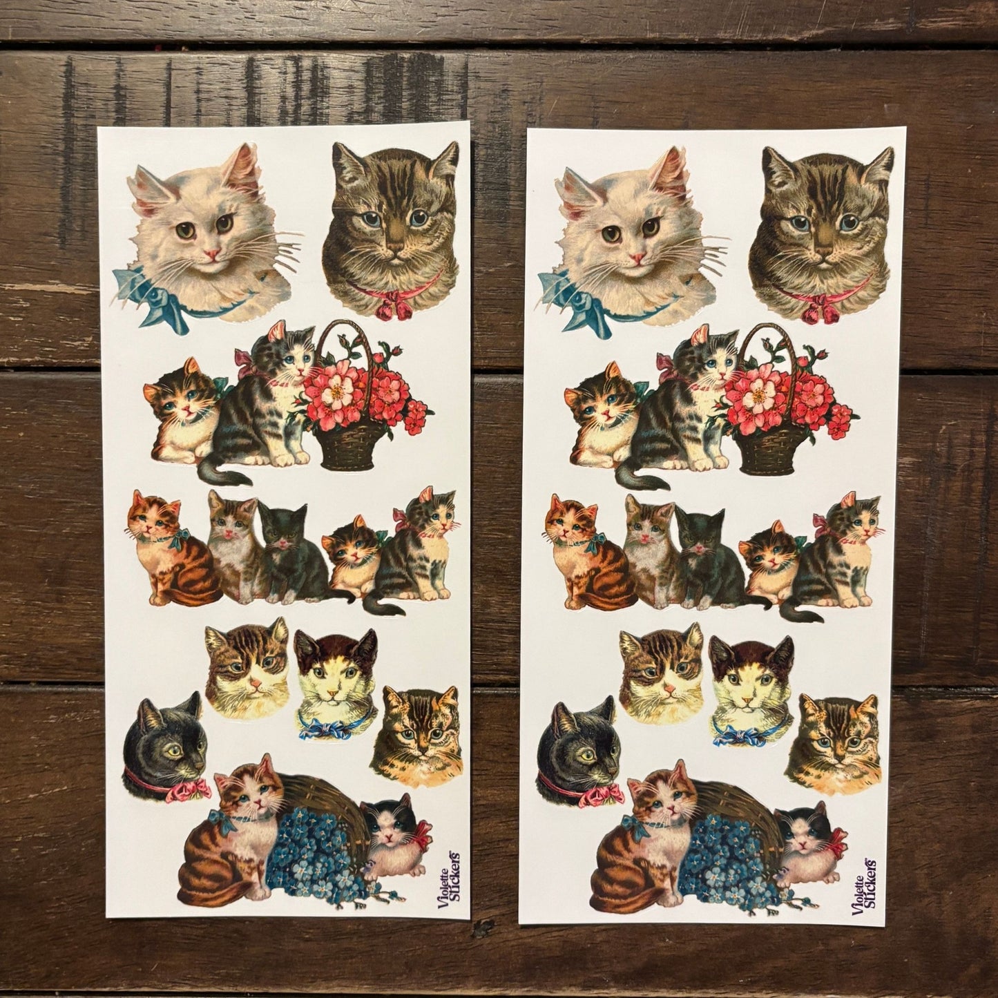 Classic Cats Stickers | 4" x 8" Paper Stickers | 2 Sheets