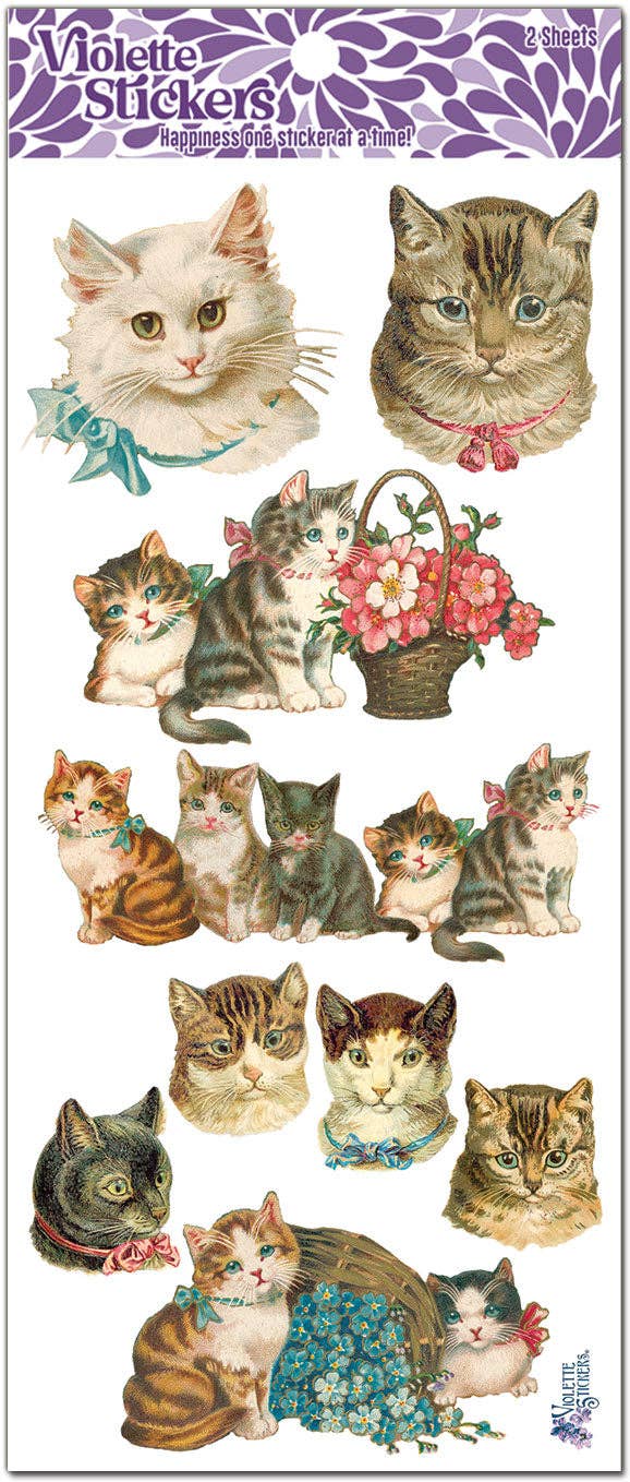 Classic Cats Stickers | 4" x 8" Paper Stickers | 2 Sheets