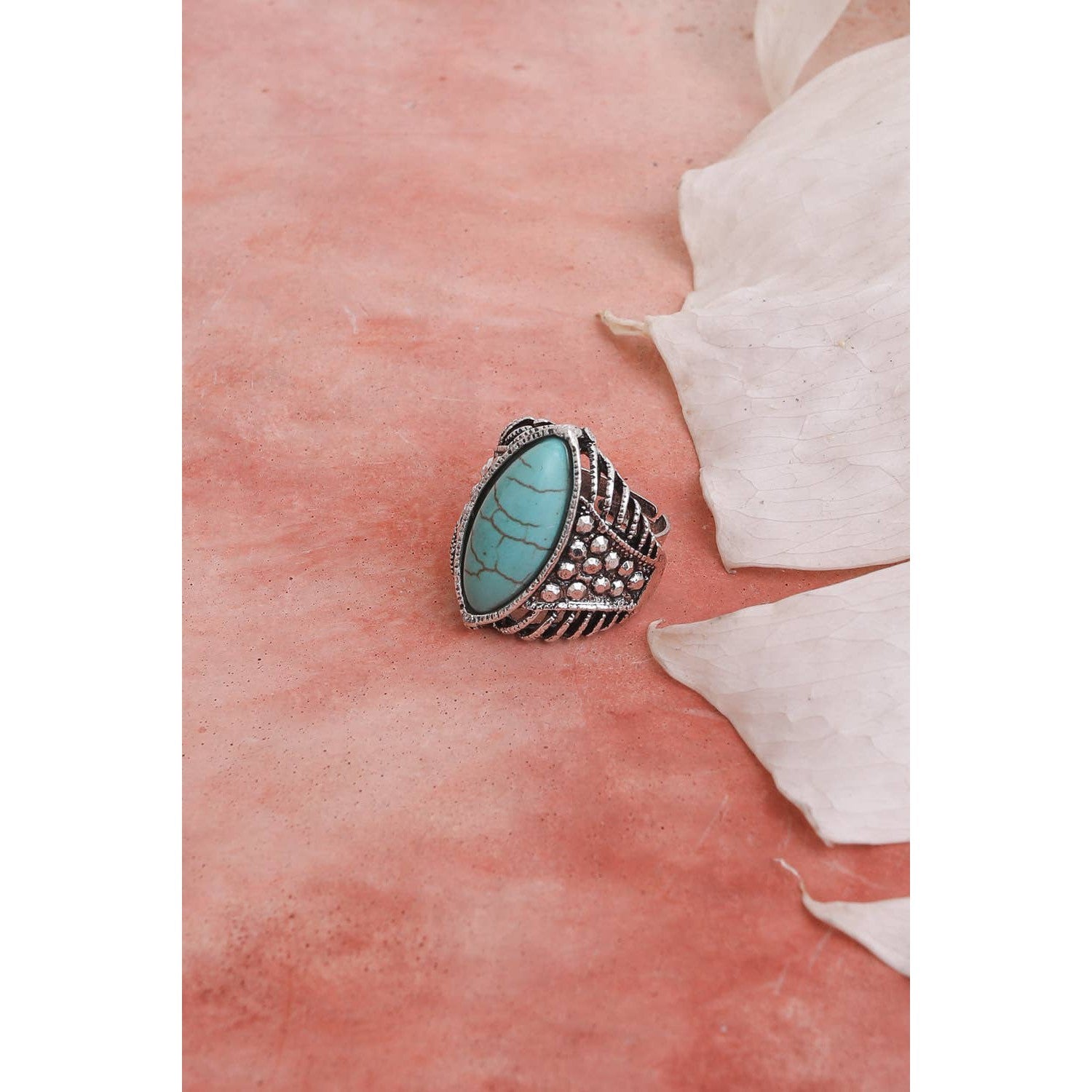 Classic Marquise Adjustable Turquoise Ring | Western Inspired Diamond Shaped Fashion Jewelry