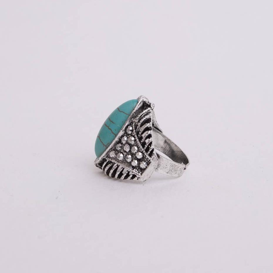 Classic Marquise Adjustable Turquoise Ring | Western Inspired Diamond Shaped Fashion Jewelry