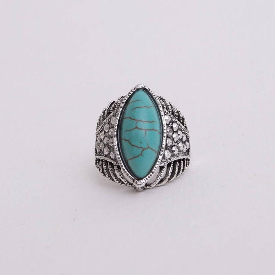 Classic Marquise Adjustable Turquoise Ring | Western Inspired Diamond Shaped Fashion Jewelry