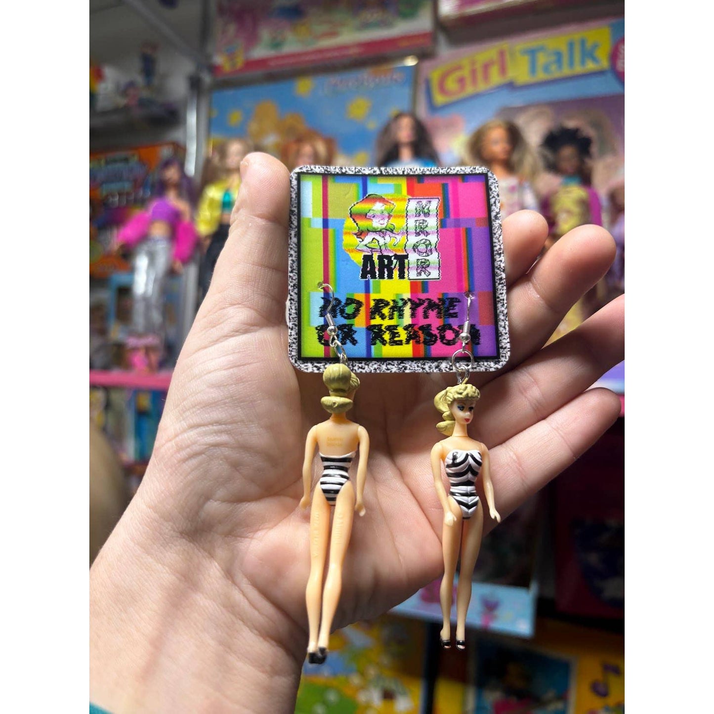 Classic Original Barbie Earrings | Mini Posable Retro Doll Earrings | 50s Inspired Upcycled Jewelry