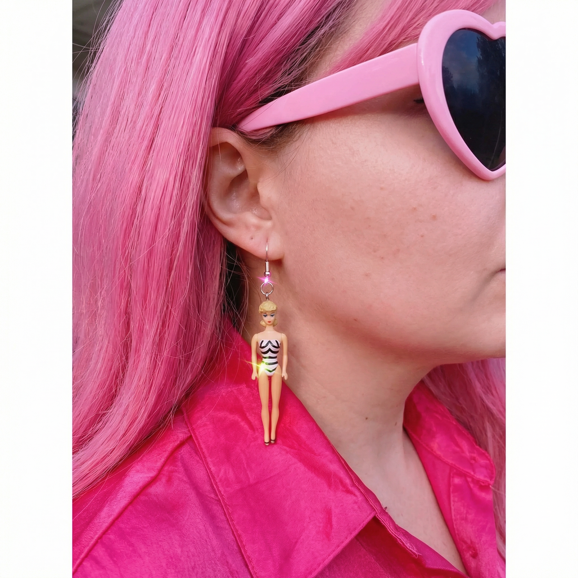 Classic Original Barbie Earrings | Mini Posable Retro Doll Earrings | 50s Inspired Upcycled Jewelry