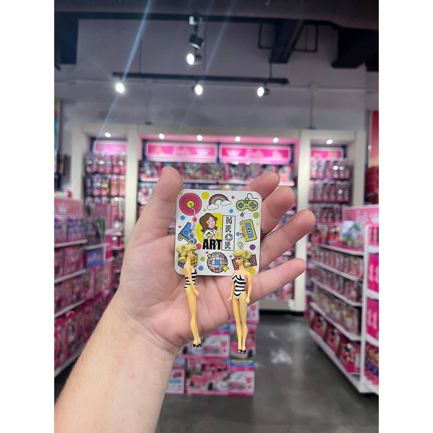 Classic Original Barbie Earrings | Mini Posable Retro Doll Earrings | 50s Inspired Upcycled Jewelry