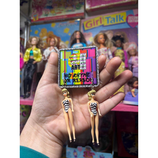 Classic Original Barbie Earrings | Mini Posable Retro Doll Earrings | 50s Inspired Upcycled Jewelry