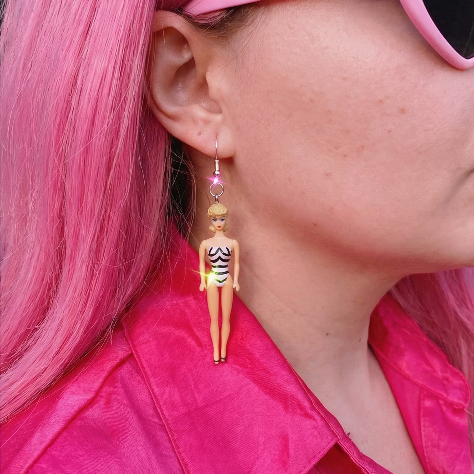 Classic Original Barbie Earrings | Mini Posable Retro Doll Earrings | 50s Inspired Upcycled Jewelry