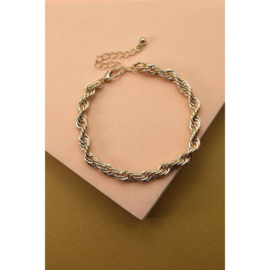 Classic Rope Chain Bracelet | Gold-plated Fashion Jewelry | 7"