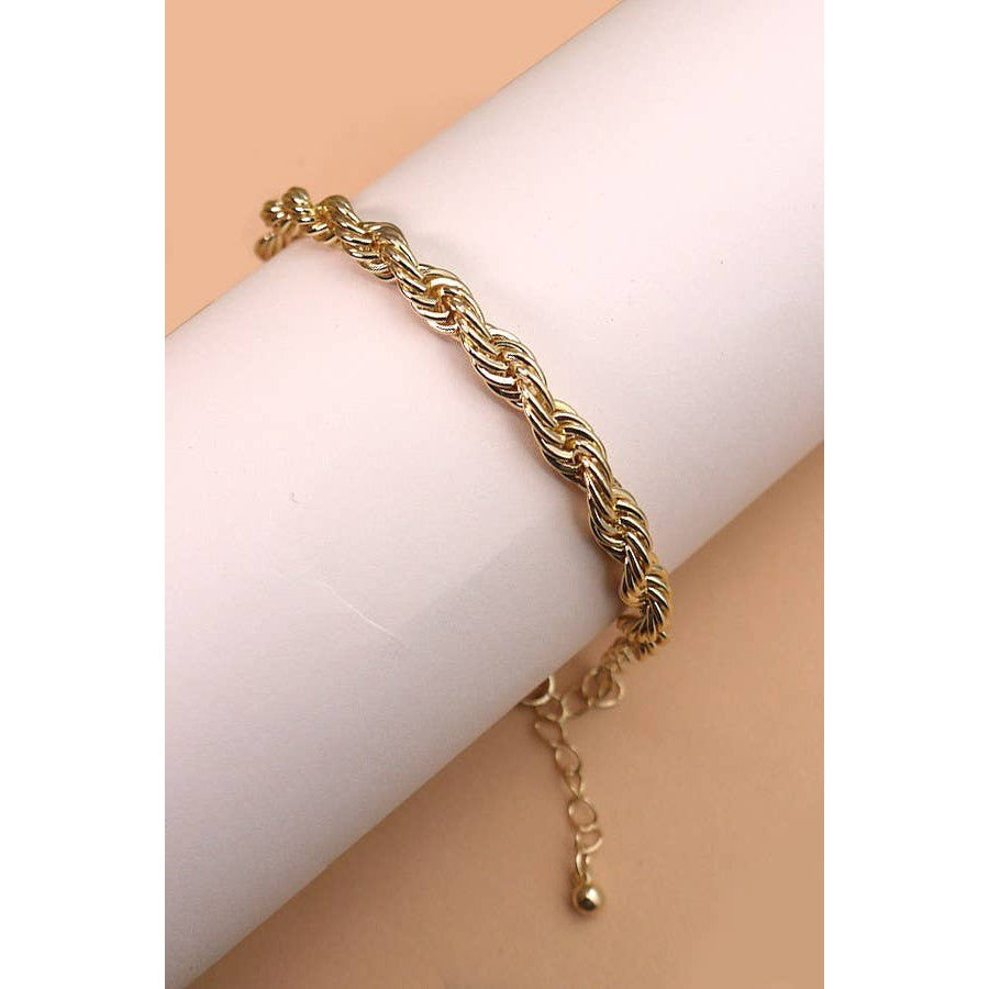 Classic Rope Chain Bracelet | Gold-plated Fashion Jewelry | 7"