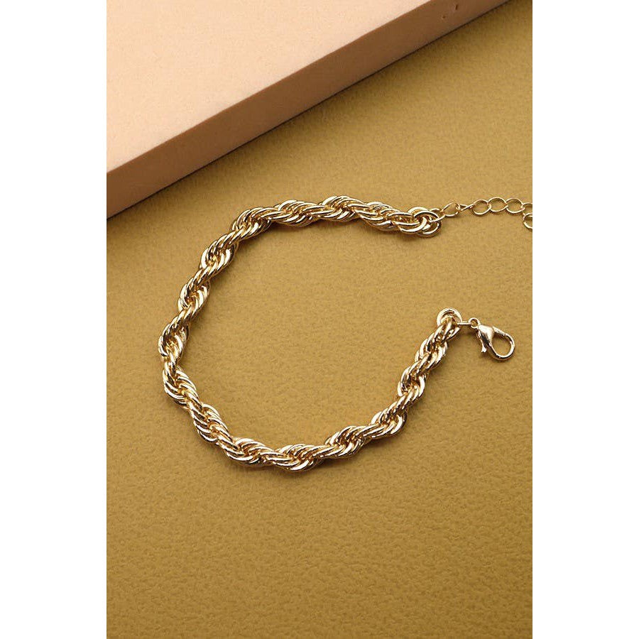 Classic Rope Chain Bracelet | Gold-plated Fashion Jewelry | 7"