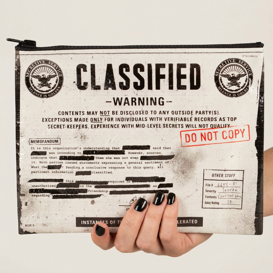 Classified Zipper Pouch | Storage Case Organizer | 7.25" x 9.5" | BlueQ at GetBullish