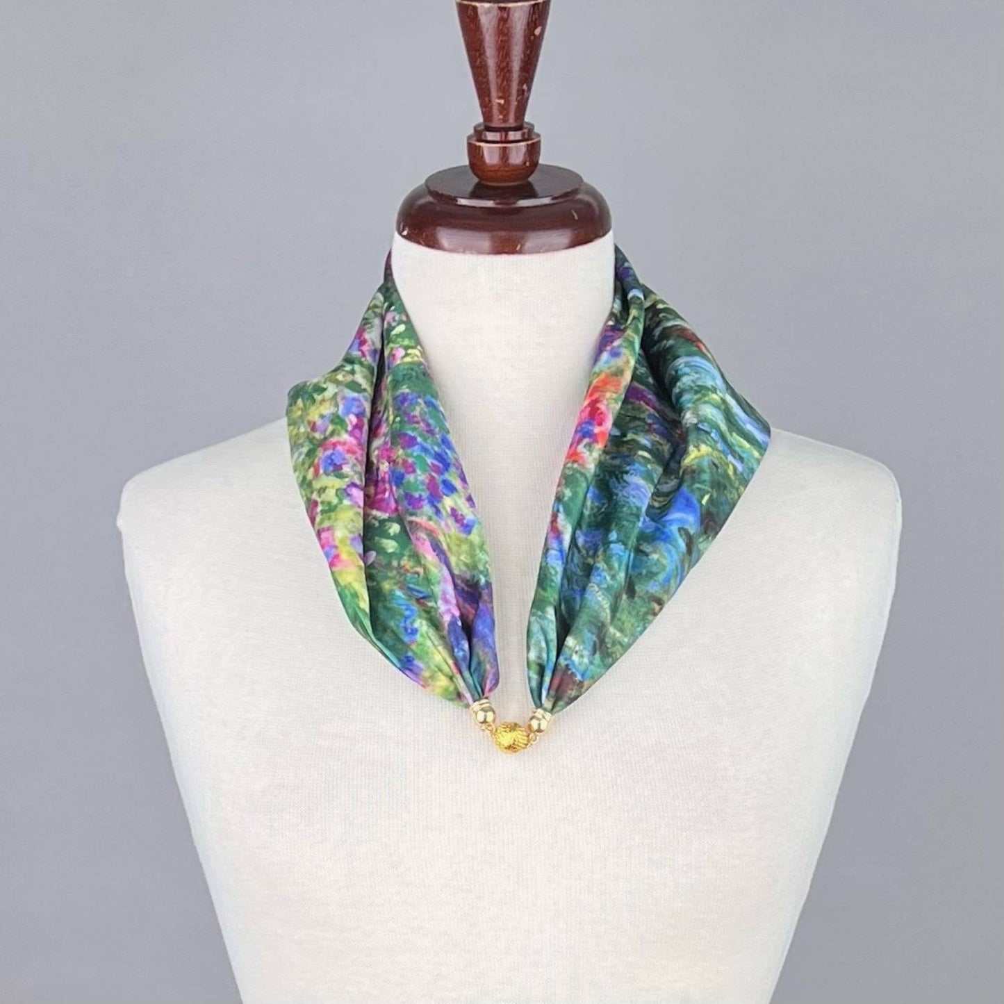 Claude Monet Alice Gardens Pre-Tied Necklace Style Scarf with Magnetic Closure