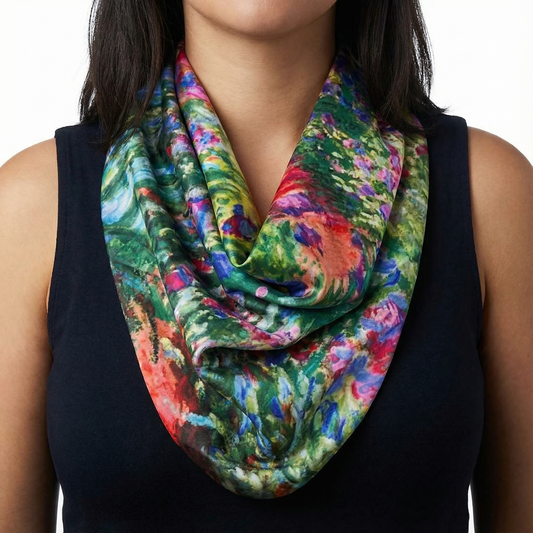 Claude Monet Alice Gardens Pre-Tied Necklace Style Scarf with Magnetic Closure