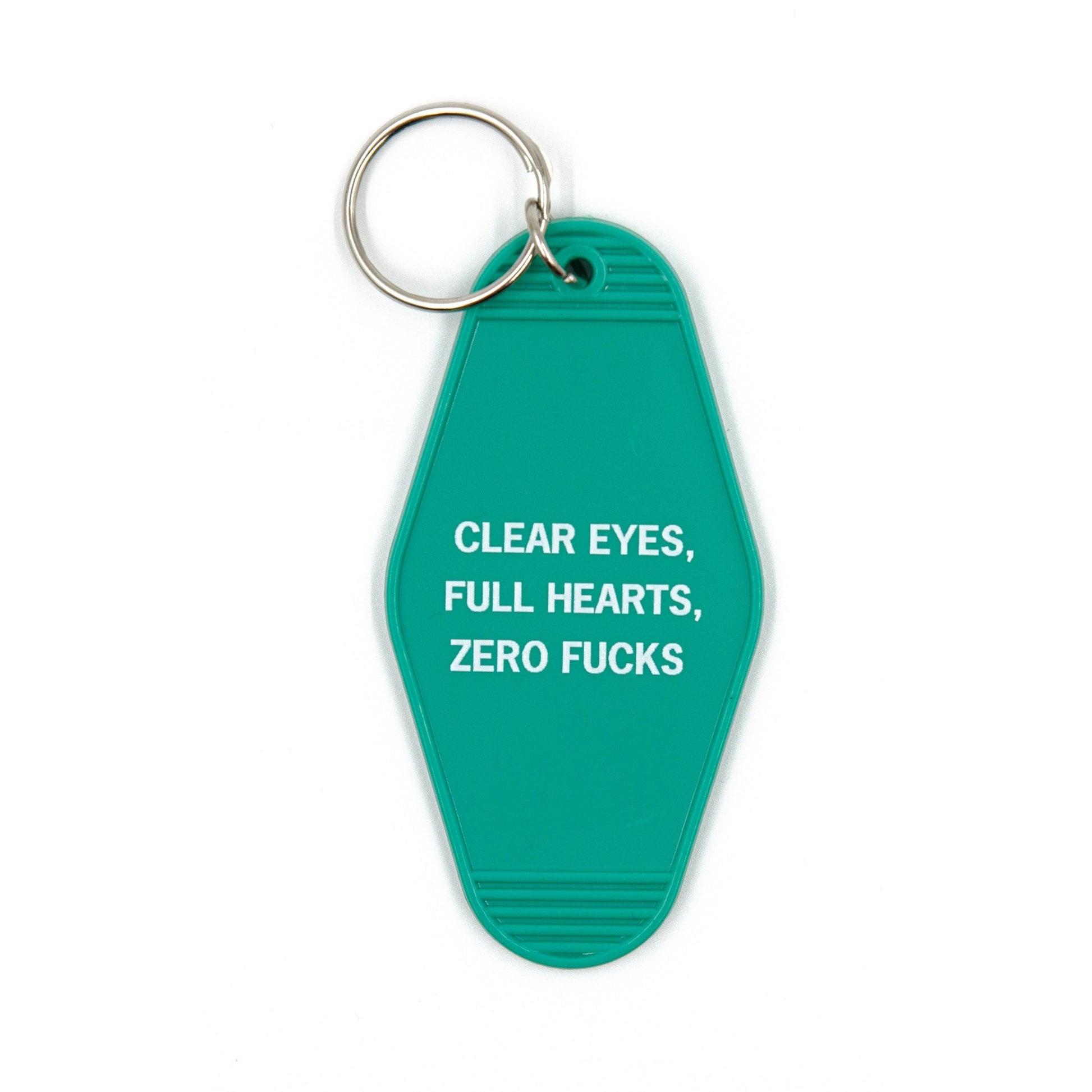 Clear Eyes, Full Hearts, Zero Fucks Motel Style Keychain In Green