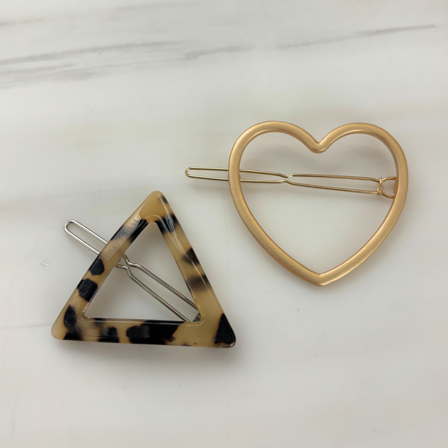 Clip Barrette Set of 2 in Geo Shapes | Tortoise, Gold, Silver | Multiple Styles