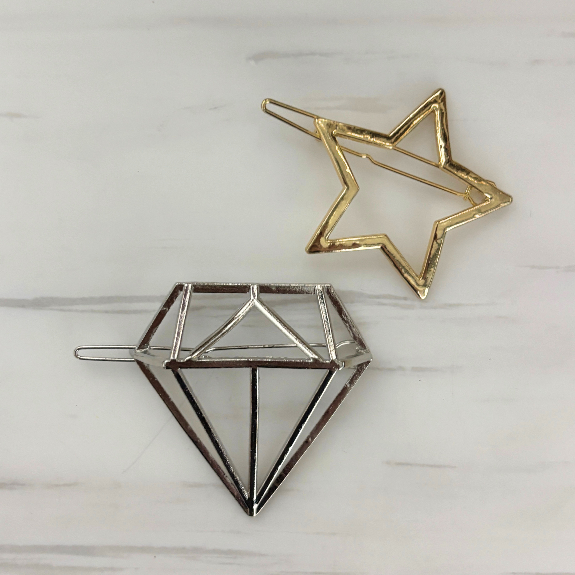 Clip Barrette Set of 2 in Geo Shapes | Tortoise, Gold, Silver | Multiple Styles