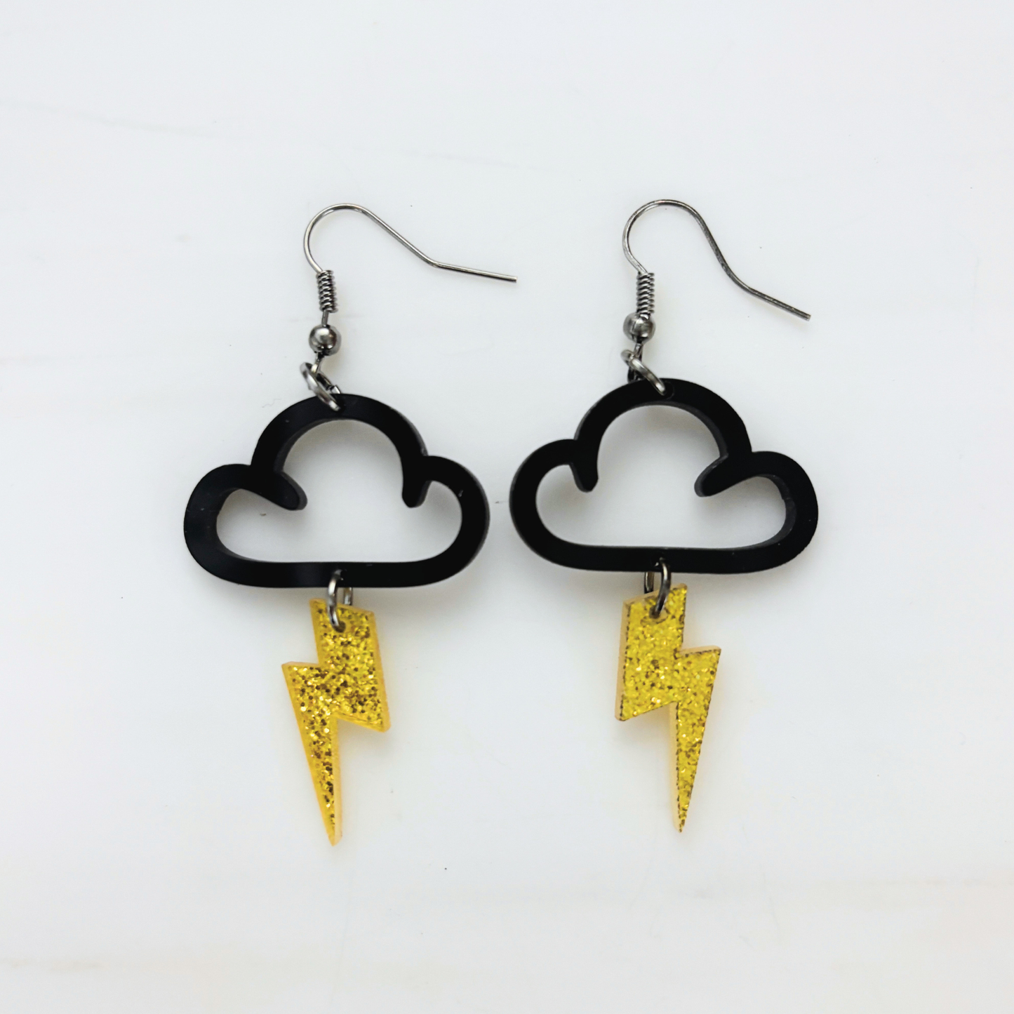 Cloud & Lightning Bolt Acrylic Earrings | Lightweight Openwork Dangle Earrings
