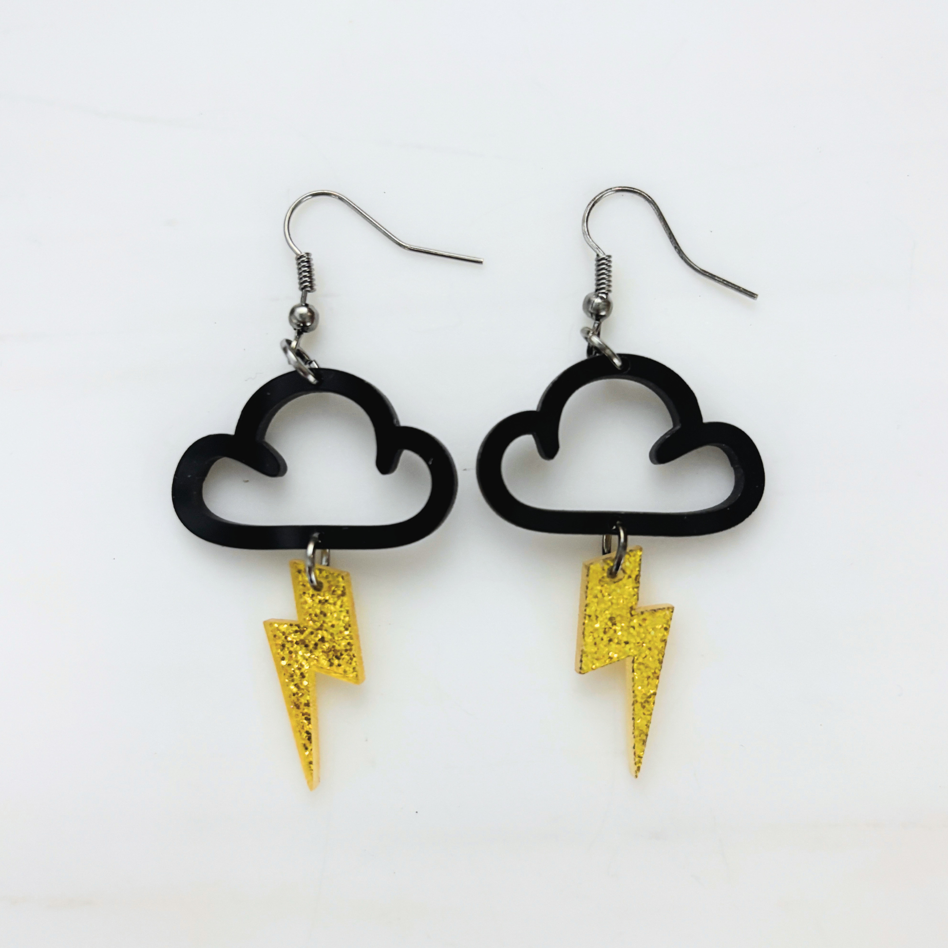 Cloud & Lightning Bolt Acrylic Earrings | Lightweight Openwork Dangle Earrings