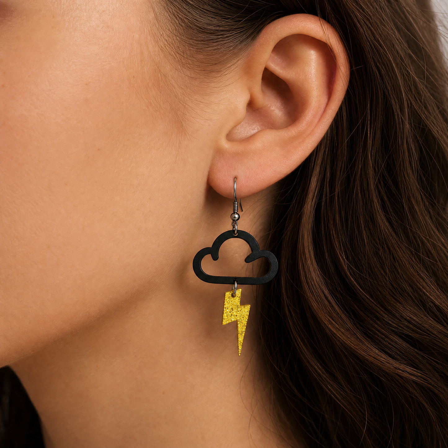 Cloud & Lightning Bolt Acrylic Earrings | Lightweight Openwork Dangle Earrings