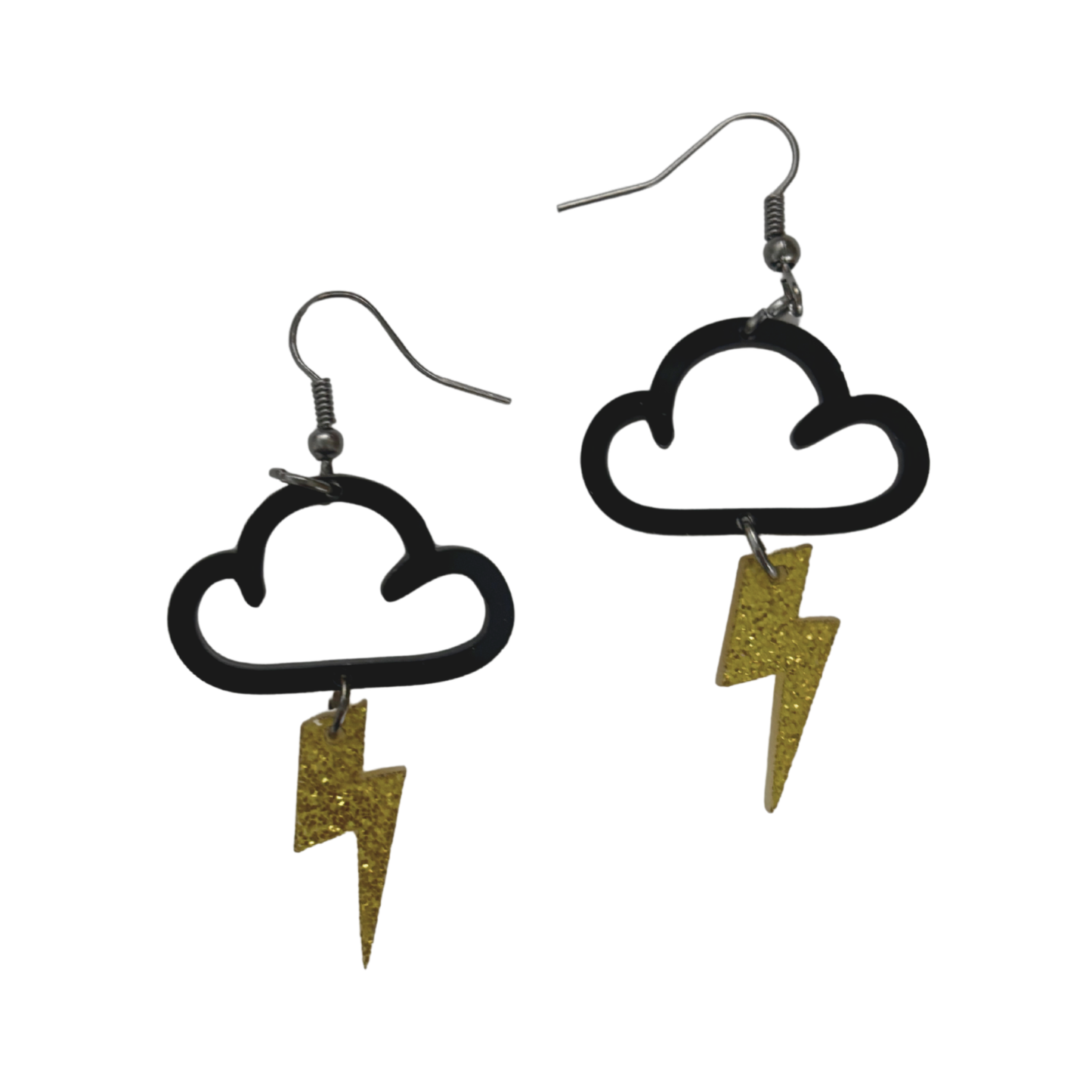 Cloud & Lightning Bolt Acrylic Earrings | Lightweight Openwork Dangle Earrings