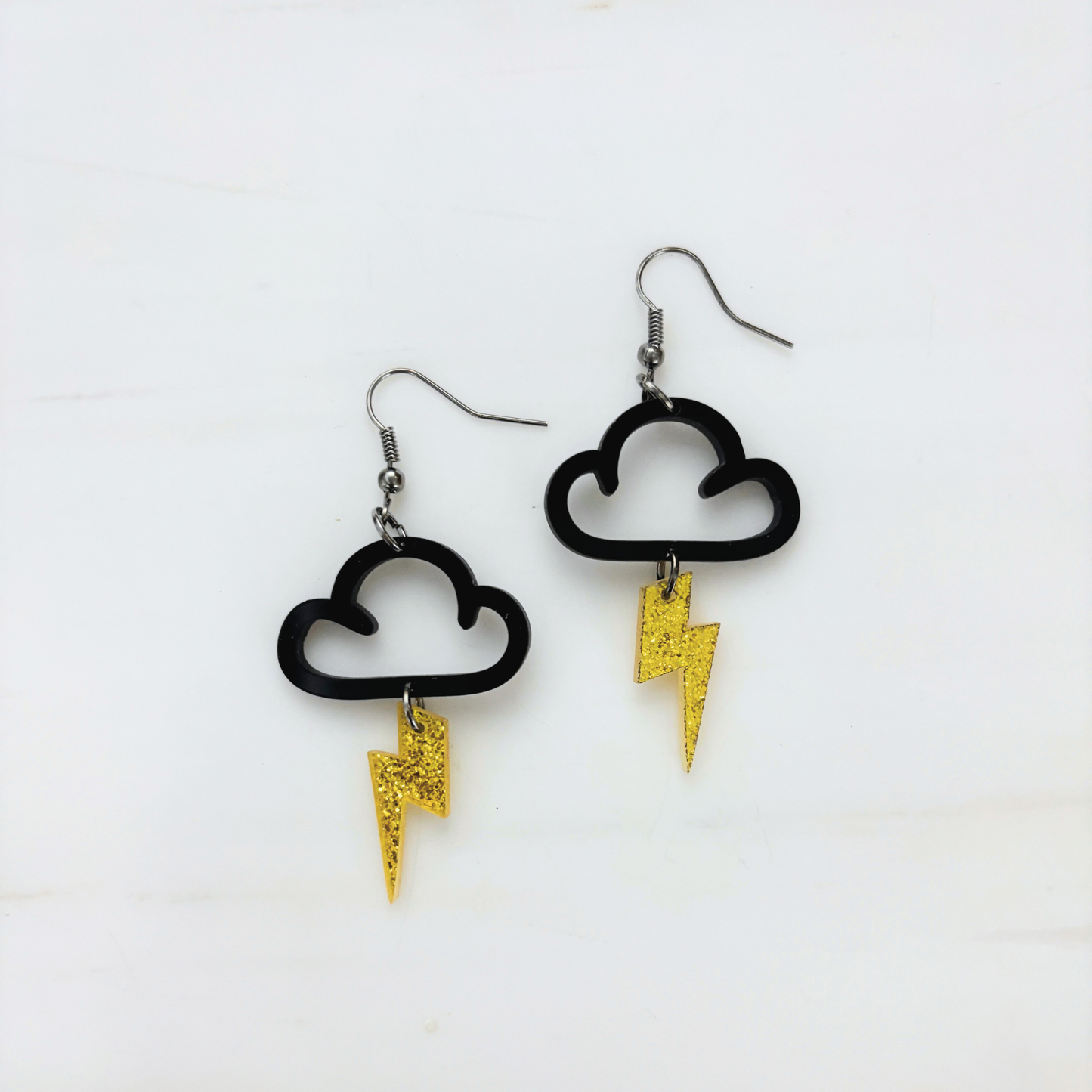 Cloud & Lightning Bolt Acrylic Earrings | Lightweight Openwork Dangle Earrings