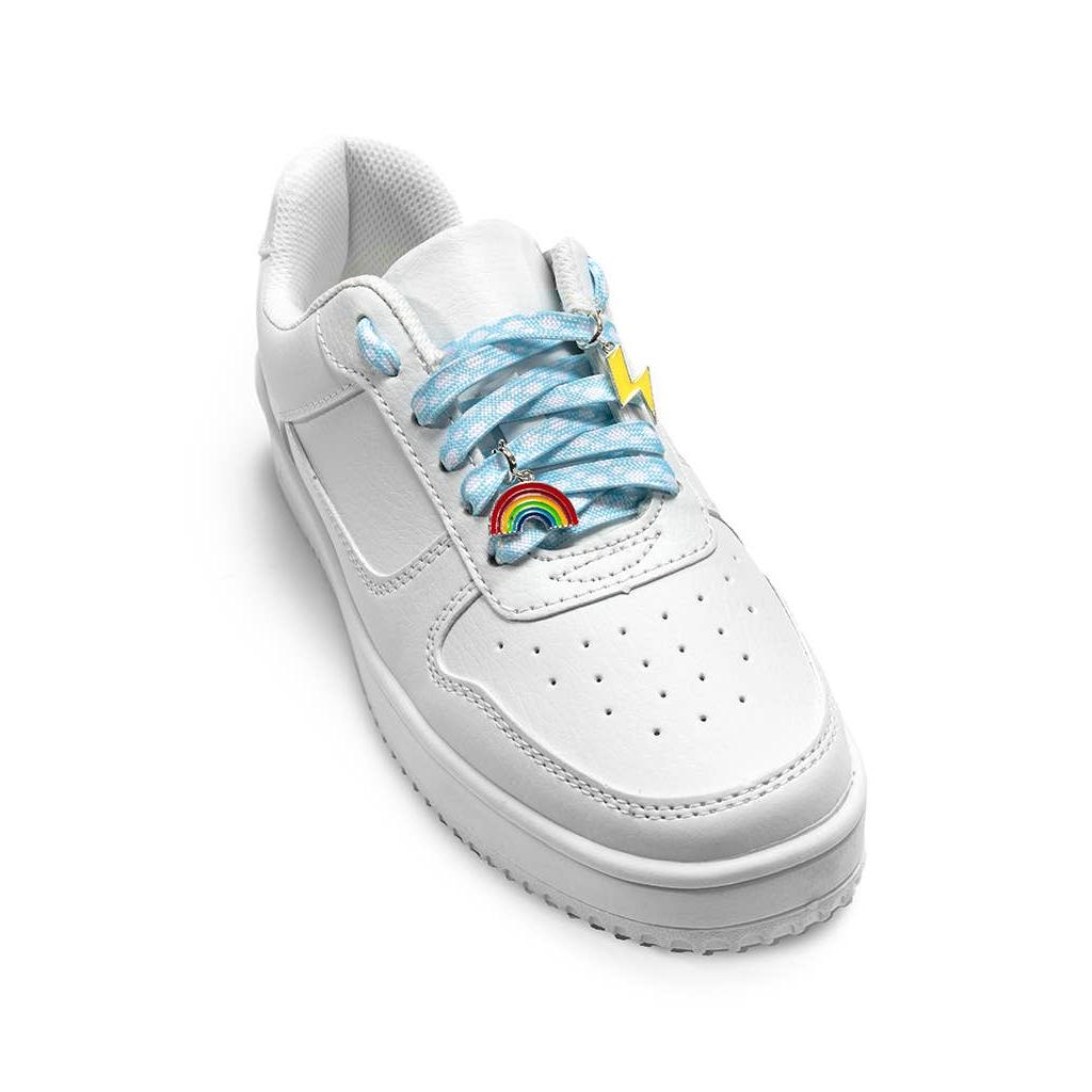 Clouds Shoelaces with Rainbow & Lightning Charms Set | Shoestrings with Charms Set