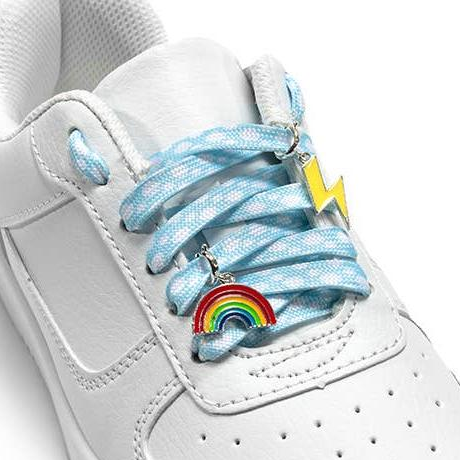 Clouds Shoelaces with Rainbow & Lightning Charms Set | Shoestrings with Charms Set