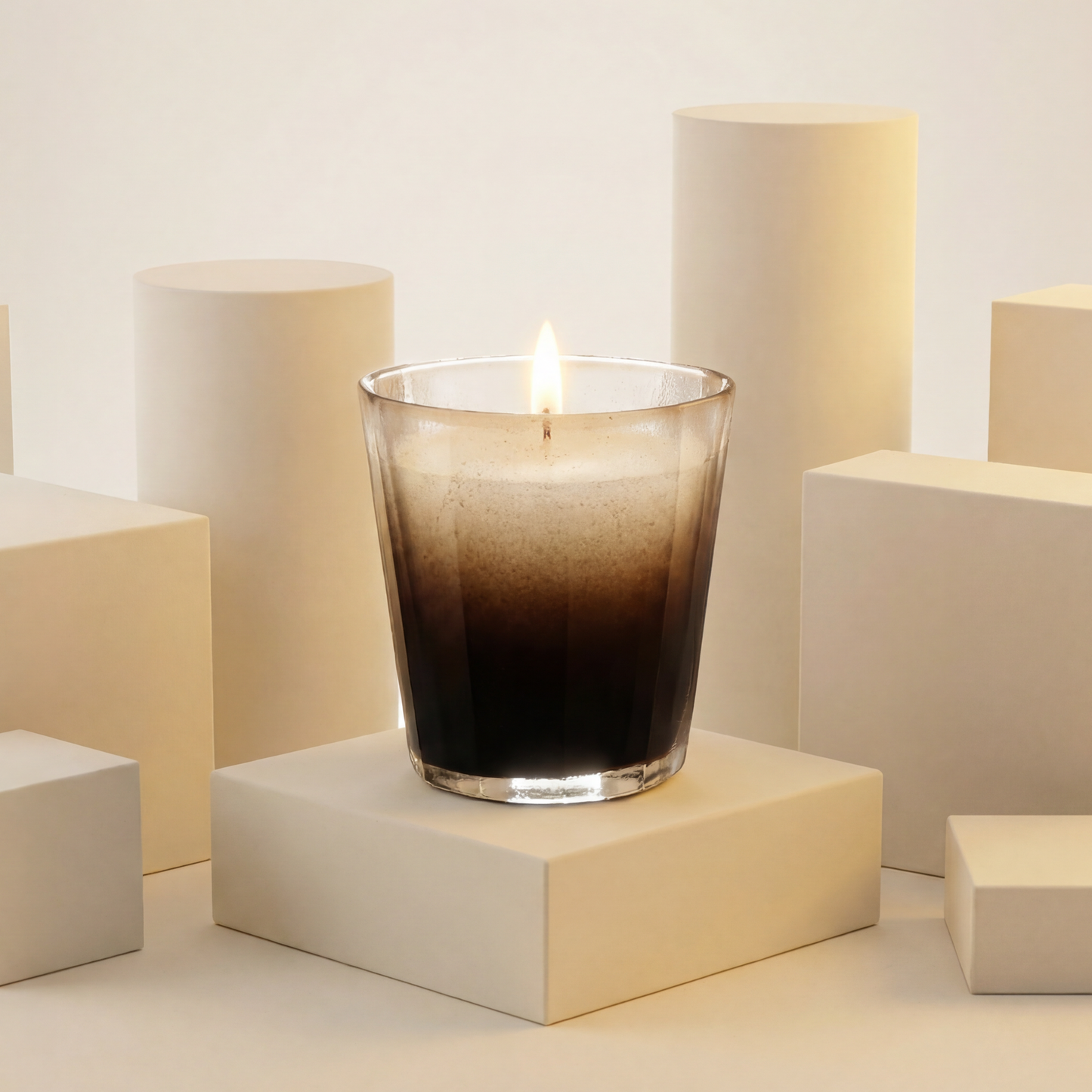 Cloudy Ombre Candle | Winter Pine Scented Glass Candle