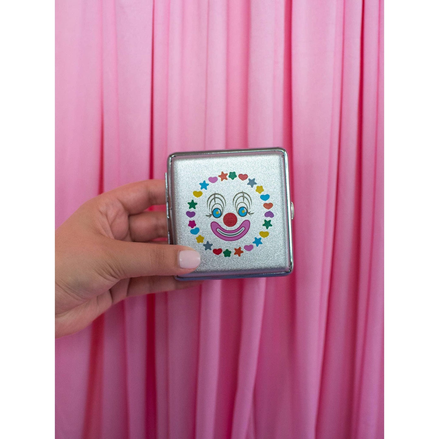 Clown Cig Case | Cigarette Tin Cash Card Holder | 3.75" x 3.75"