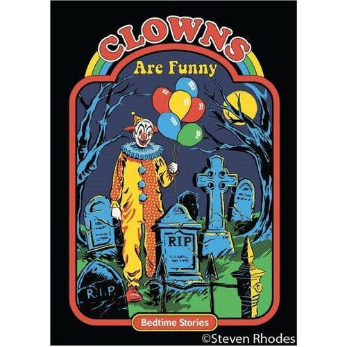 Clowns Are Funny Bedtime Stories Magnet | '80s Children's Book Style Satirical Art by Steven Rhodes