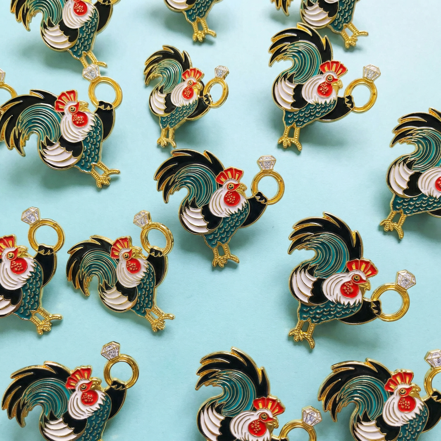 Cock Ring Rooster Enamel Pin with Glitter | Funny Cheeky Adult Humor Pin