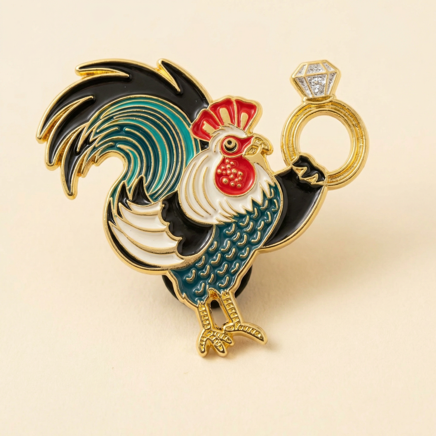 Cock Ring Rooster Enamel Pin with Glitter | Funny Cheeky Adult Humor Pin