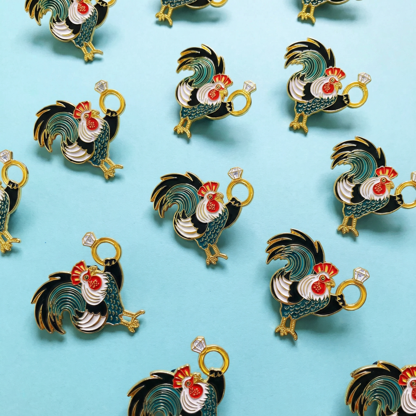 Cock Ring Rooster Enamel Pin with Glitter | Funny Cheeky Adult Humor Pin