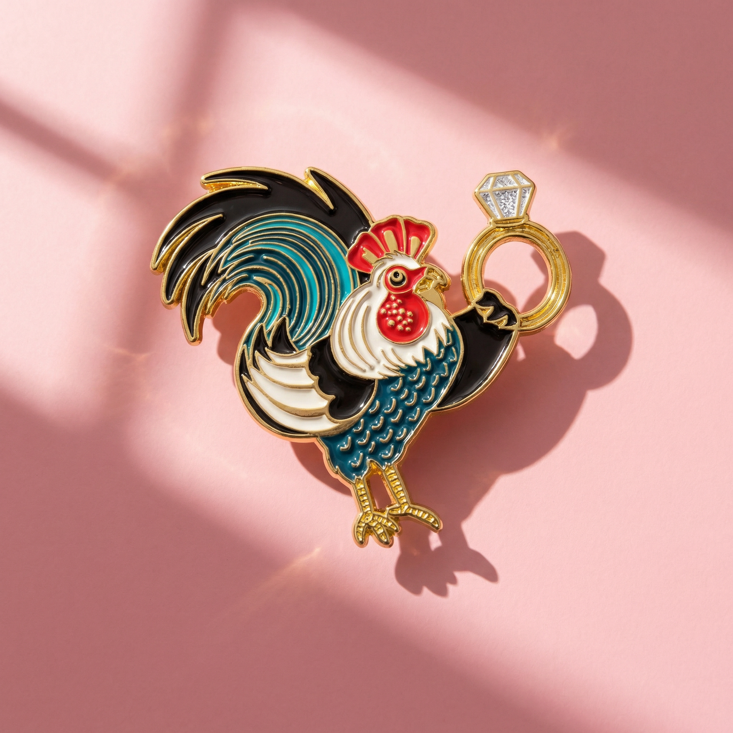 Cock Ring Rooster Enamel Pin with Glitter | Funny Cheeky Adult Humor Pin