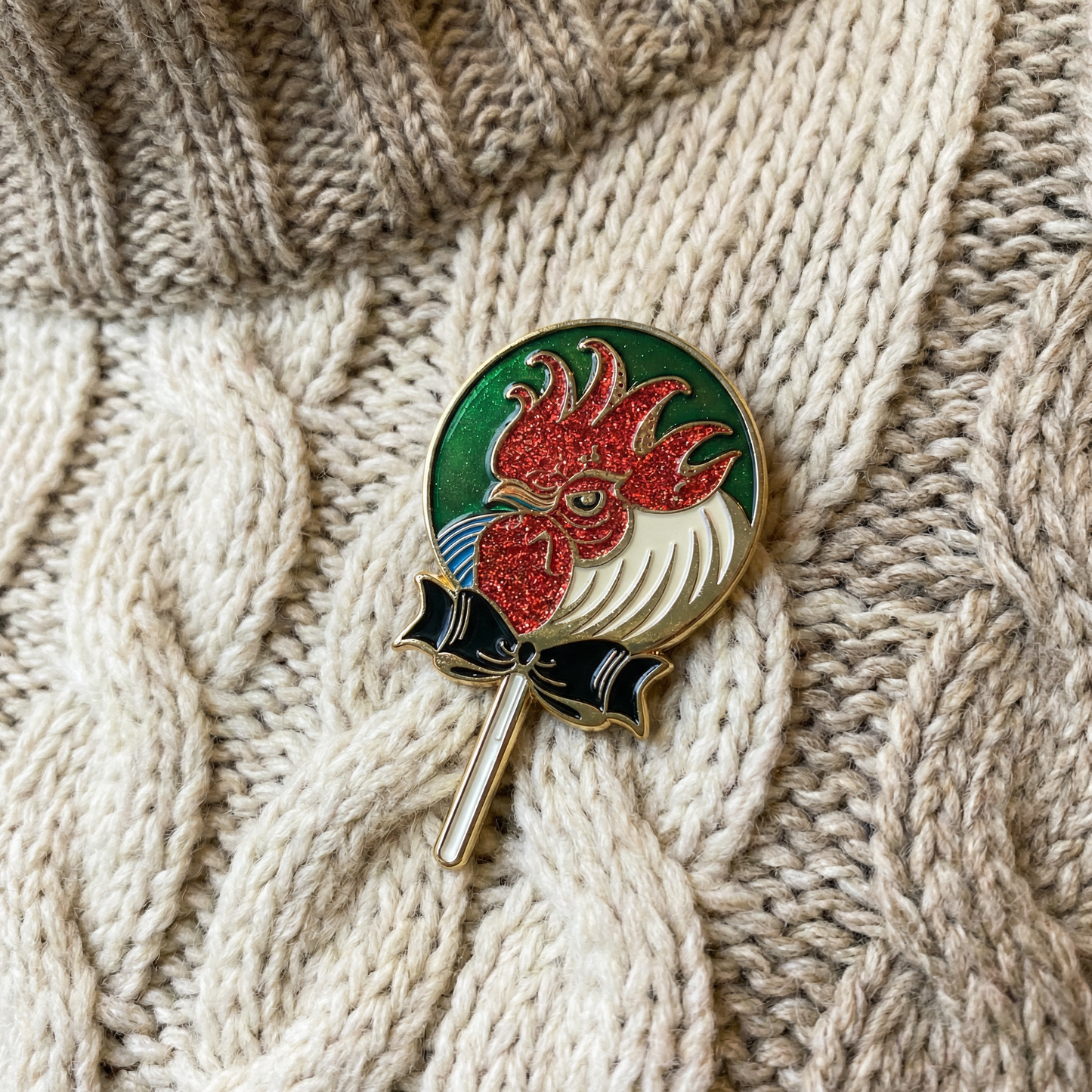 Cock Sucker Soft Enamel Pin | Red Glitter | Lollipop, Rooster