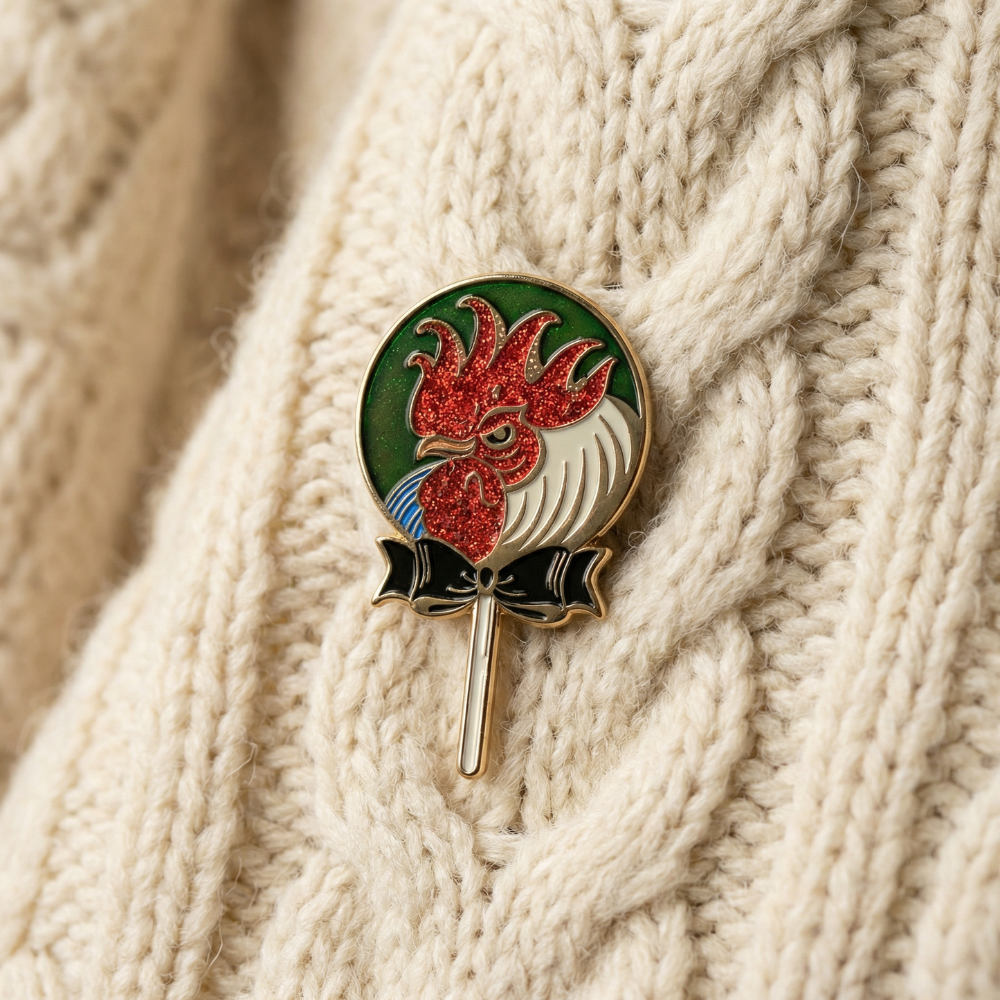 Cock Sucker Soft Enamel Pin | Red Glitter | Lollipop, Rooster