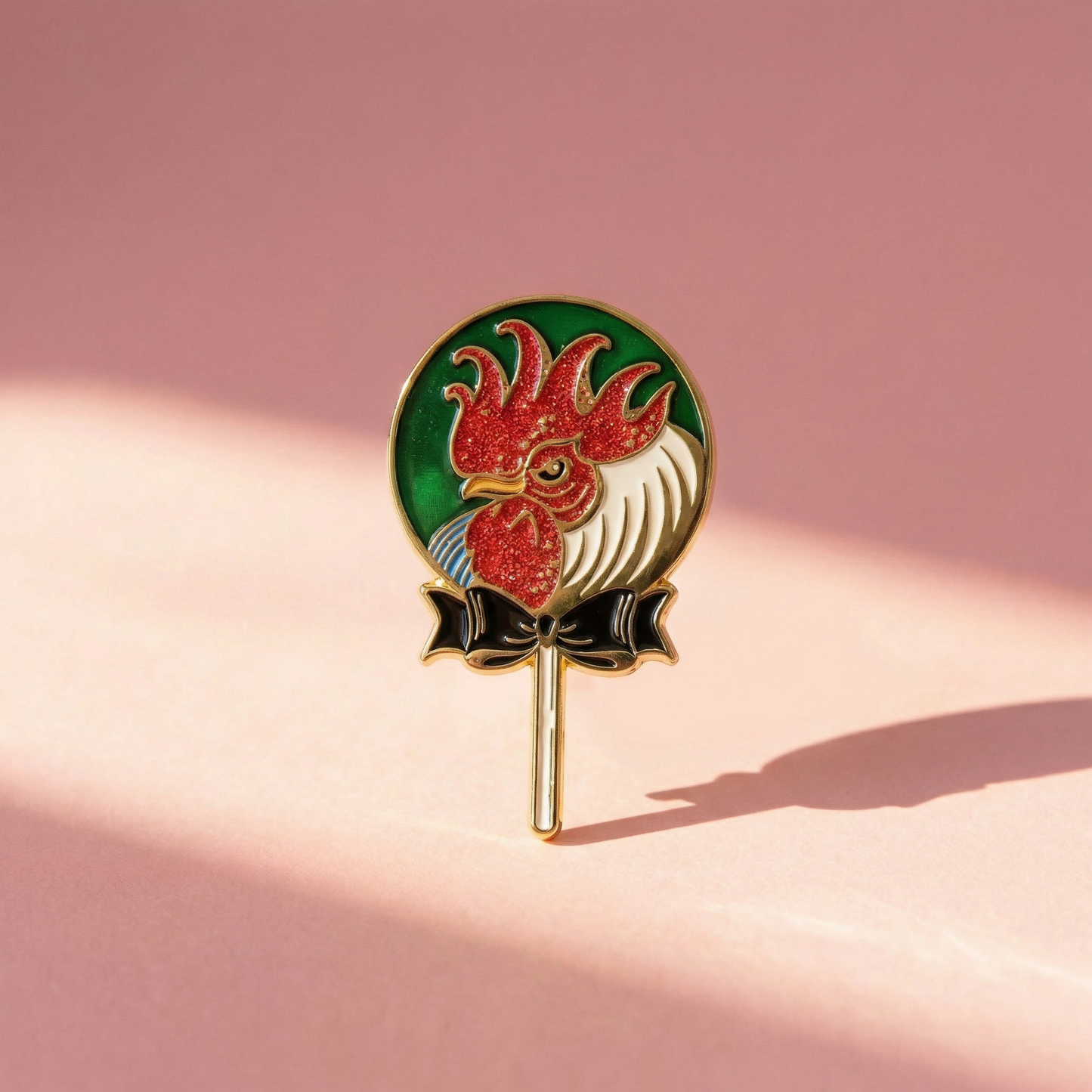 Cock Sucker Soft Enamel Pin | Red Glitter | Lollipop, Rooster