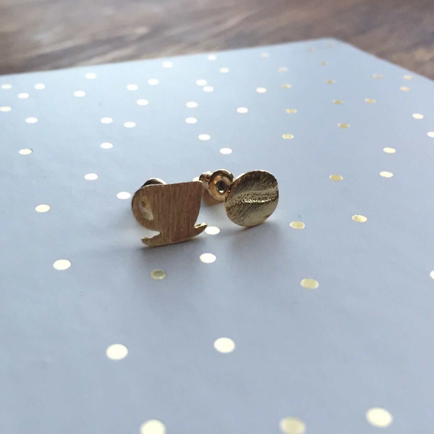 Coffee Cup & Bean Earrings in Rose Gold or Silver