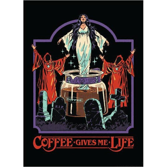 Coffee Gives Me Life Rectangular Magnet | '80s Children's Book Style Satirical Art by Steven Rhodes | 2.5" x 3.5"