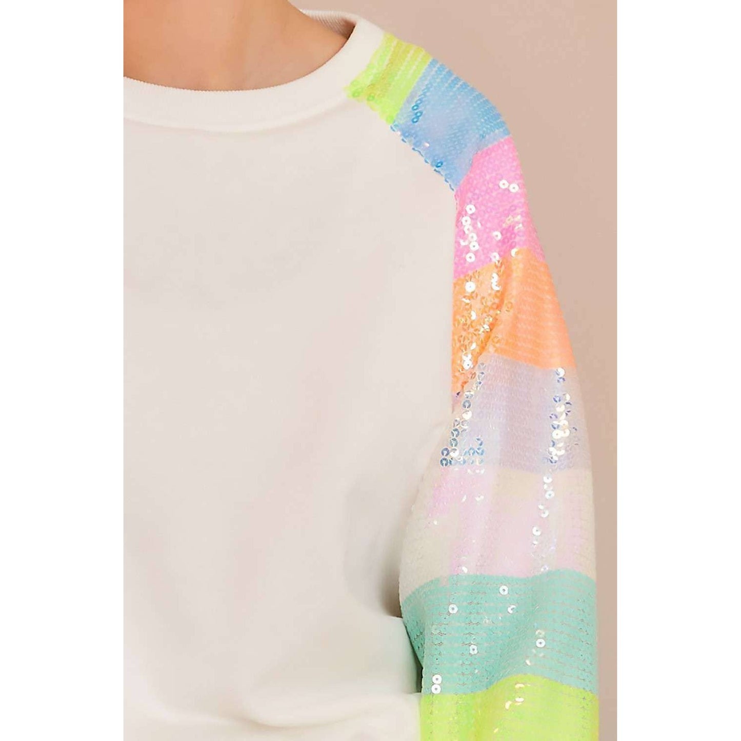 Color Block Sequin Sleeves French Terry Top [Available in SM-L]