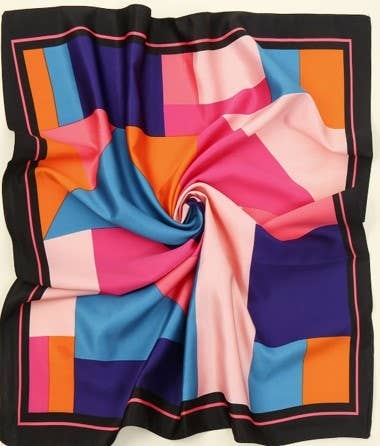 Color Block Silky Feel Bandana Scarf