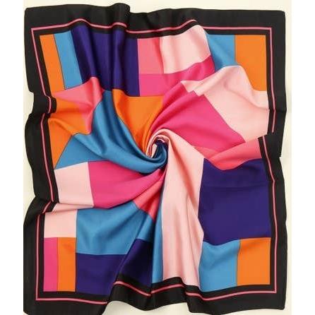 Color Block Silky Feel Bandana Scarf-JOSSLYN by Wall to Wall-The Bullish Store